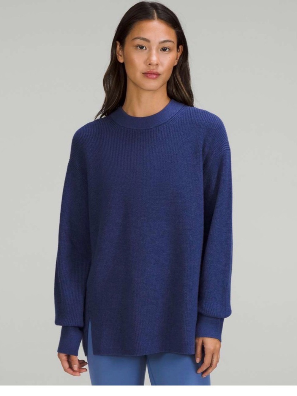 Lululemon Athletica merino wool blend ribbed relaxed crew sweater